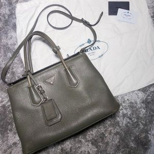 Prada Saffiano Cuir Large Twin Tote Bag 